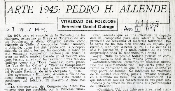 Arte 1945: Pedro H. Allende: vitalidad del folklore