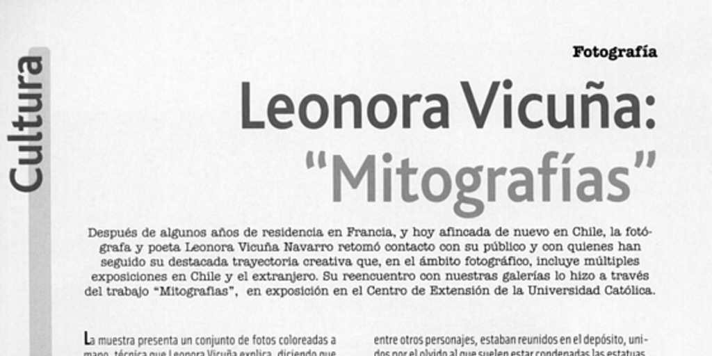 Leonora Vicuña: "Mitografías"