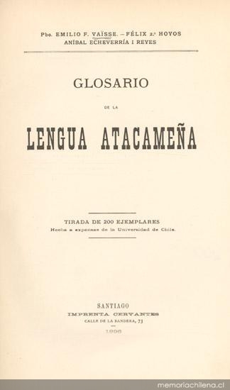 Glosario de la lengua atacameña