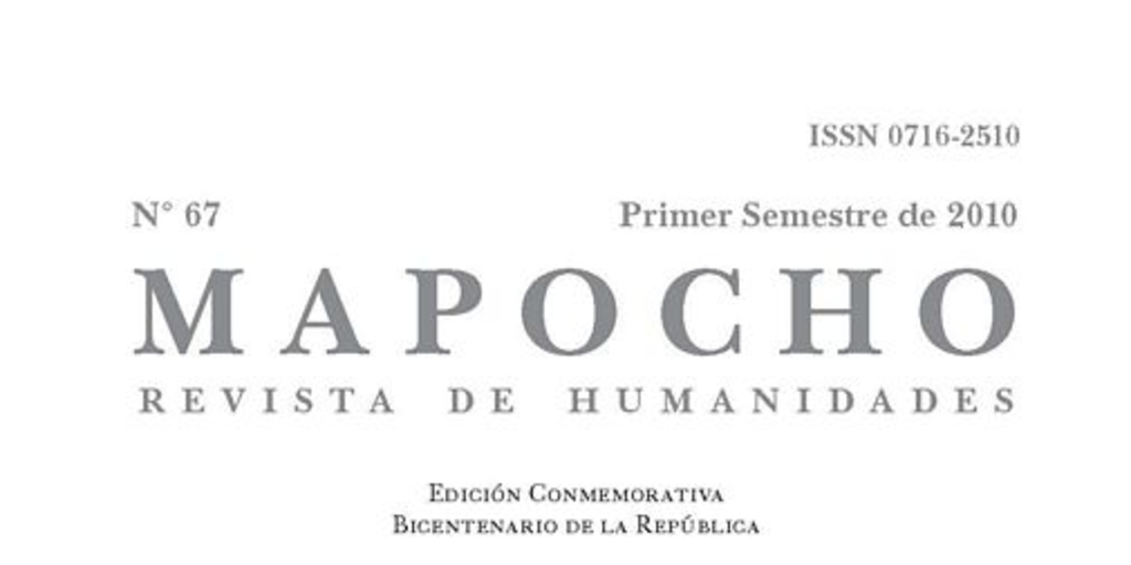 Mapocho: n° 67, primer semestre de 2010