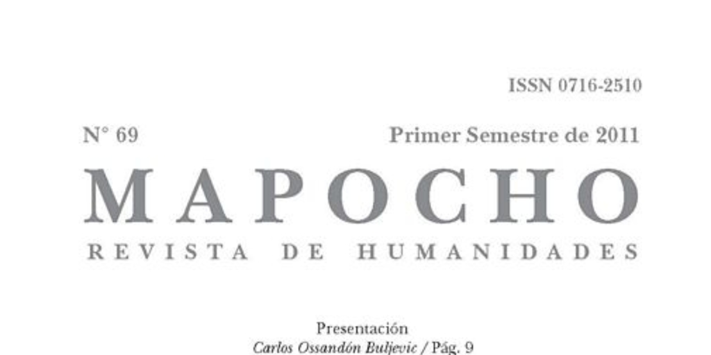 Mapocho: n° 69, primer semestre de 2011