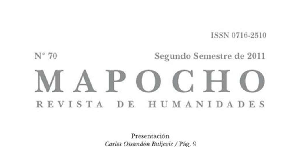 Mapocho: n° 70, segundo semestre de 2011