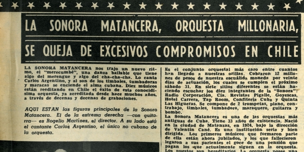 La Sonora Matancera, orquesta millonaria se queja de excesivos compromisos en Chile