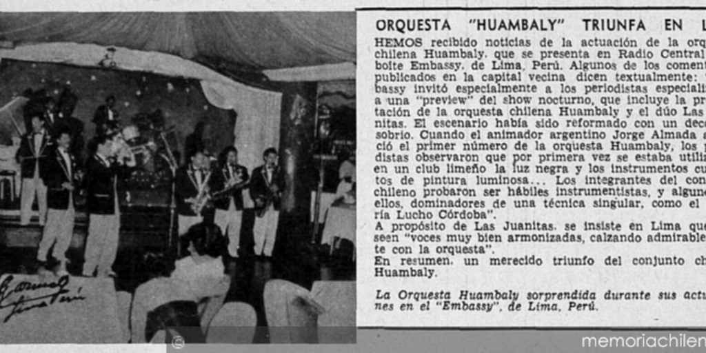 Orquesta Huambaly triunfa en Lima