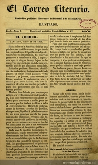 El Correo Literario: año 1, n° 1, 18 de julio de 1858