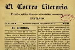 Portada de El Correo literario: año I, número 1, 18 de julio de 1858