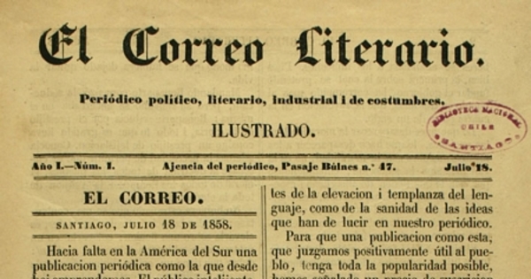 El correo literario: año 1, nº 1, 18 de julio de 1858