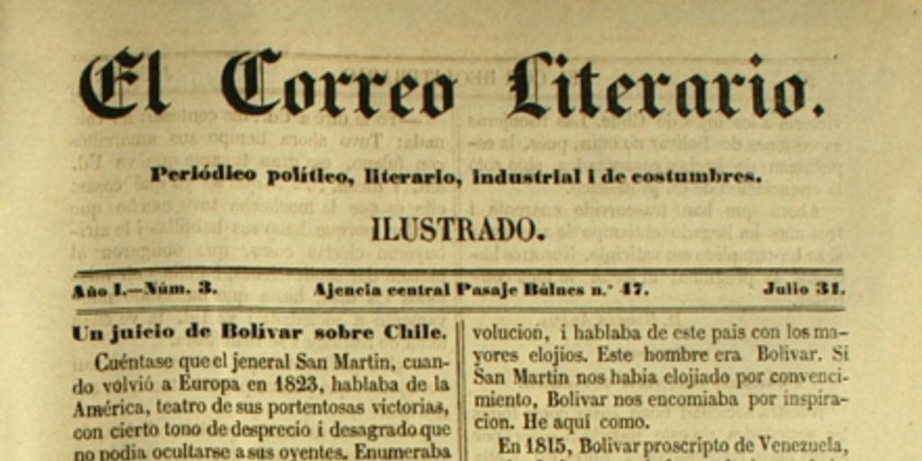 El correo literario: año 1, nº 3, 31 de julio de 1858