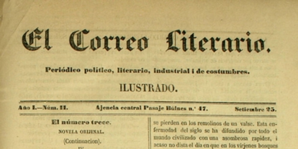 El correo literario: año 1, nº 11, 25 de septiembre de 1858