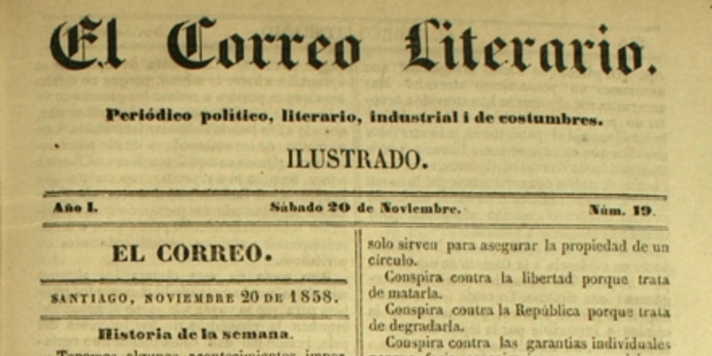 El correo literario: año 1, nº 19, 20 de noviembre de 1858