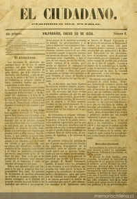 El Ciudadano : Valparaíso : año 1, n° 1, 30 de enero de 1858