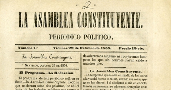 La Asamblea Constituyente: n° 1, 29 de octubre de 1858