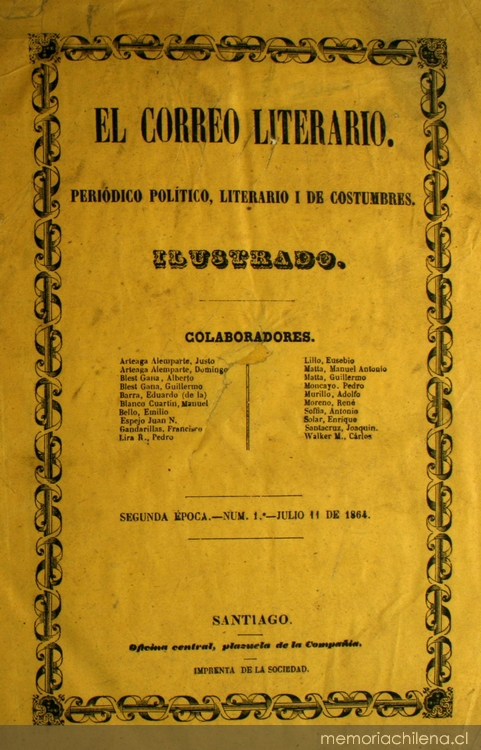 El Correo Literario: año 1, n° 1, 11 de julio de 1864