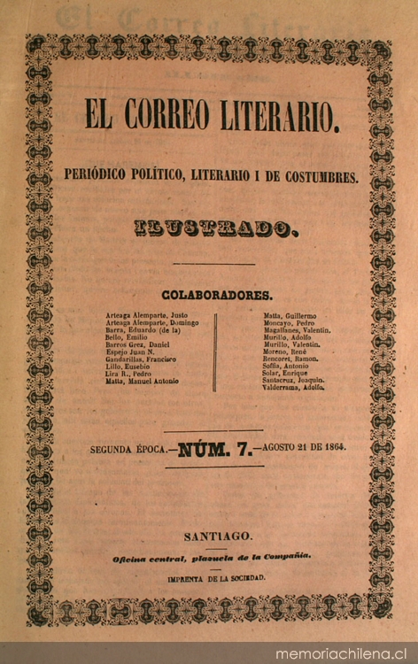 El correo literario: año 1, nº 7, 21 de agosto de 1864