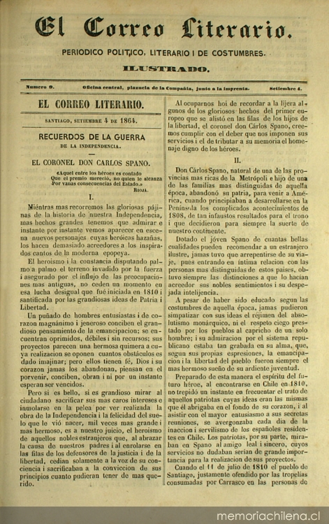 El correo literario: año 1, nº 9, 4 de septiembre de 1864