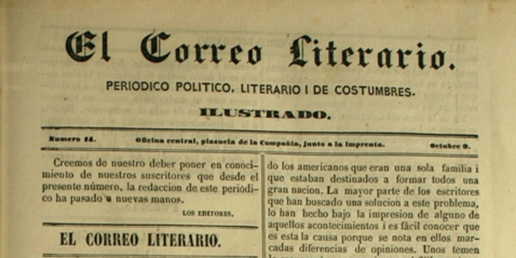 El correo literario: año 1, nº 14, 9 de octubre de 1864
