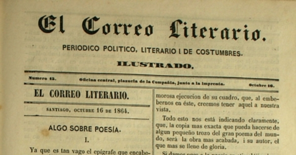 El correo literario: año 1, nº 15, 16 de octubre de 1864