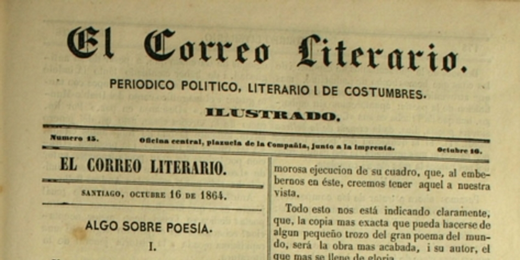 El correo literario: año 1, nº 15, 16 de octubre de 1864