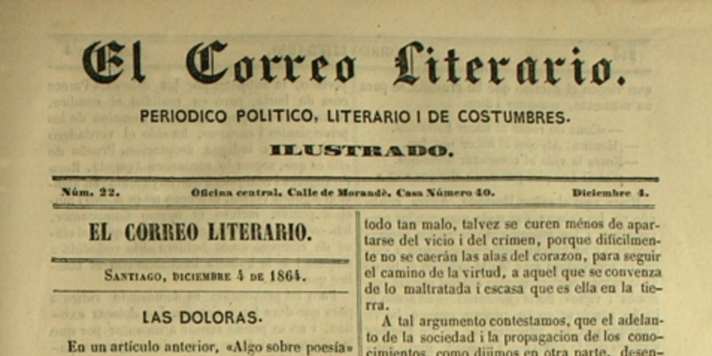 El Correo Literario: año 1, nº22, 4 de diciembre de 1864