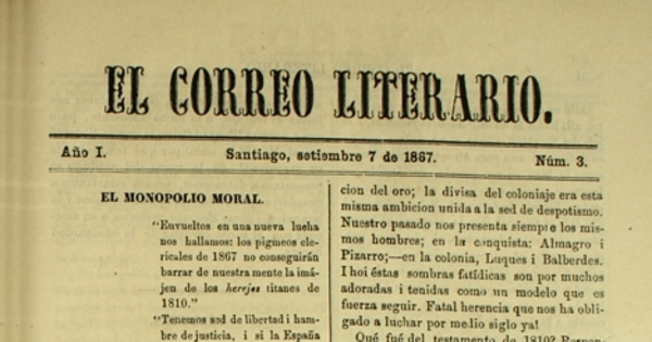 El Correo Literario: año 1, nº3, 7 de septiembre de 1867