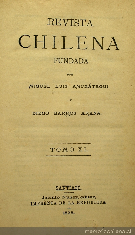 Revista Chilena: tomo 11, 1878