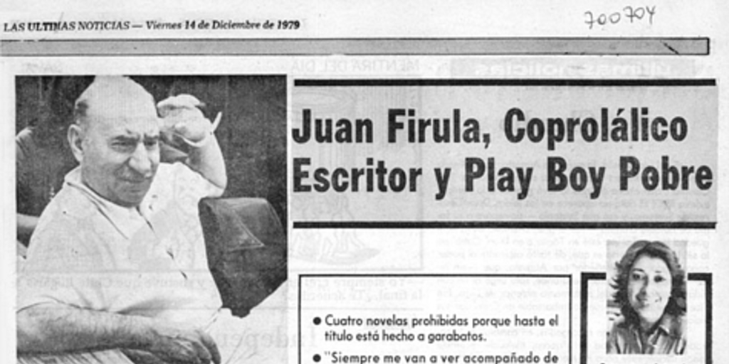 Juan Firula, coprolálico escritor y play boy pobre