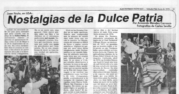 Nostalgias de la dulce patria: Juan Firula en USA