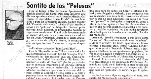 Santito de los "pelusas"