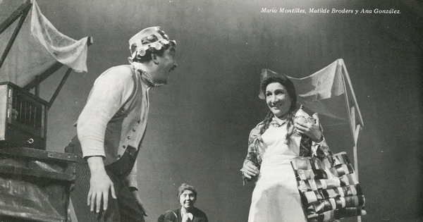 Mario Montilles, Matilde Broders, Ana González en "Versos de ciego", estreno de 1961