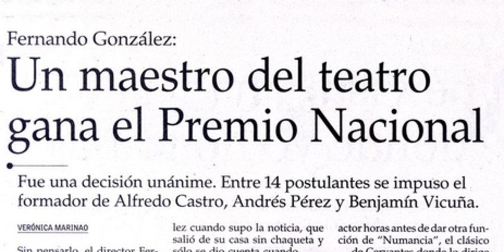 Un maestro del teatro gana el Premio Nacional