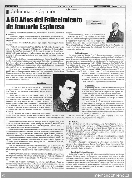 A 60 años del fallecimiento de Januario Espinosa