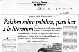 Palabra sobre palabra, para leer a la literatura