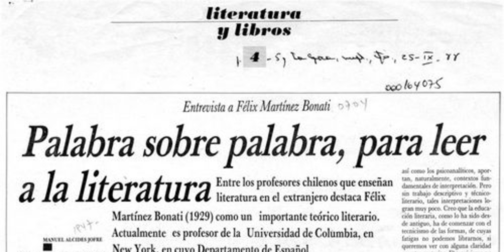 Palabra sobre palabra, para leer a la literatura