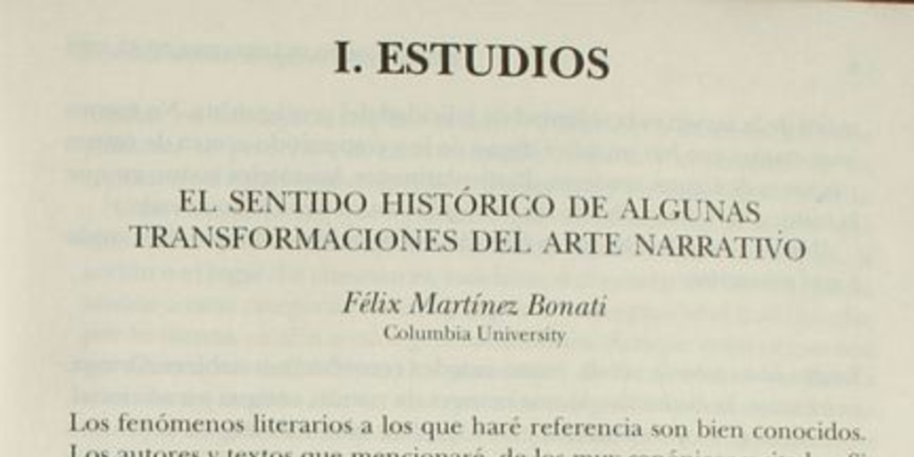 El sentido histórico de algunas transformaciones del arte narrativo