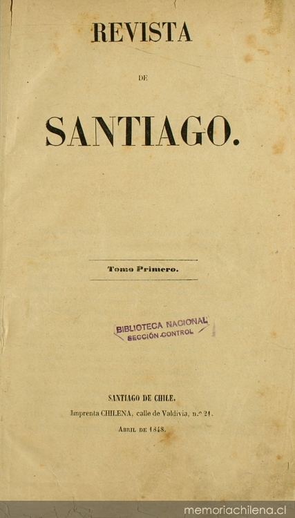 Revista de Santiago: tomo primero, abril de 1848