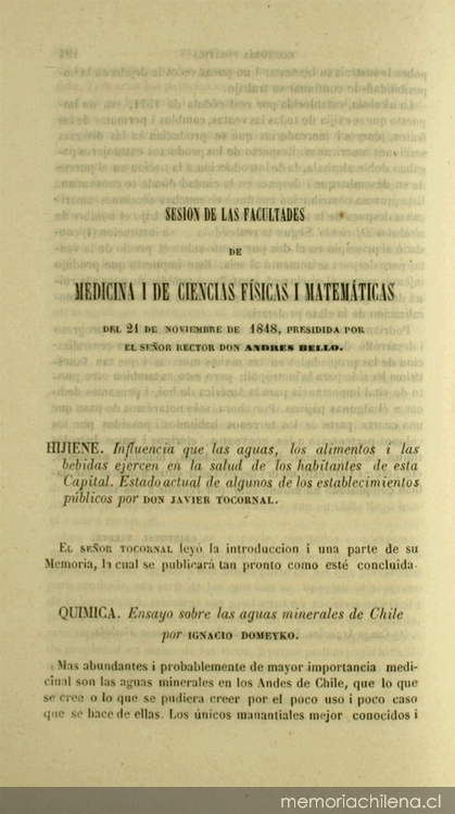 Ensayo sobre las aguas minerales de Chile