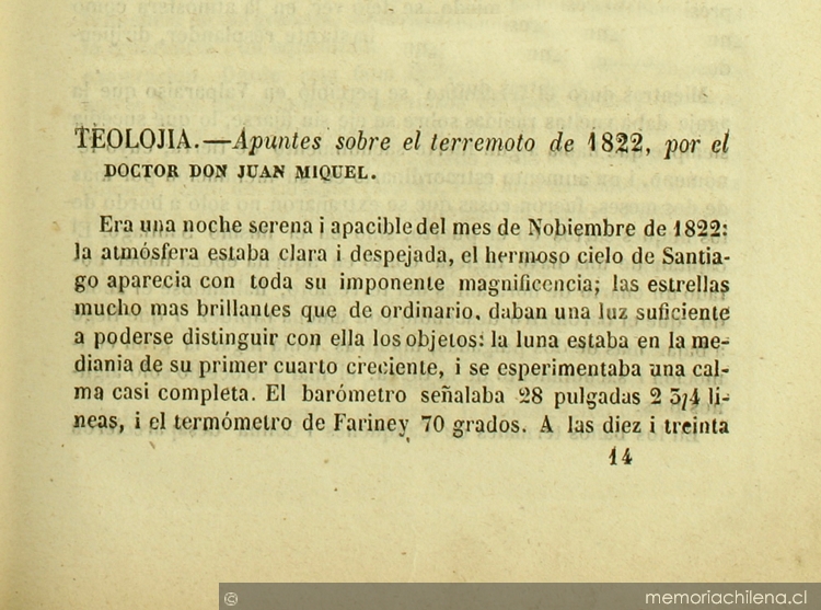 Apuntes sobre el terremoto de 1822