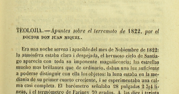 Apuntes sobre el terremoto de 1822