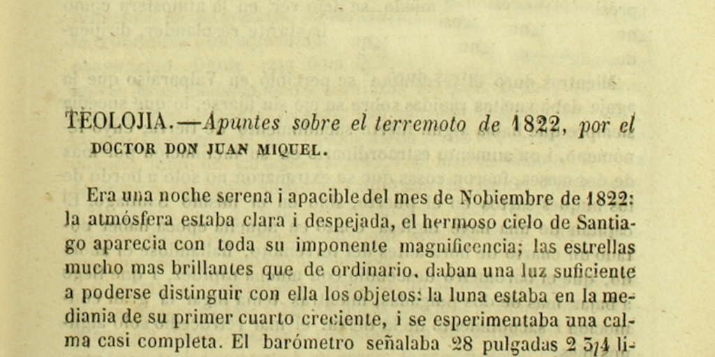 Apuntes sobre el terremoto de 1822