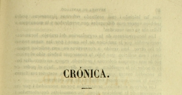 Primera página de la "Crónica", Revista de Santiago, 1848.