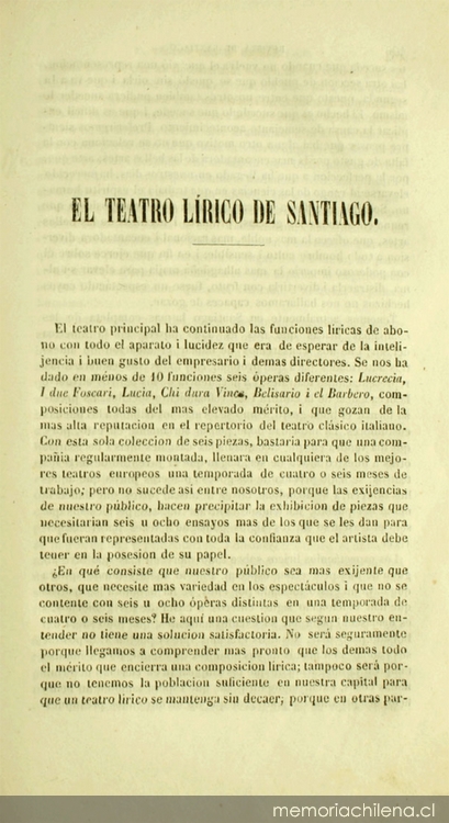 El teatro lírico de Santiago