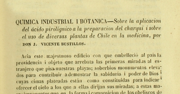 Sobre la aplicación del ácido pirolígnico a la preparación del charqui i sobre el uso de diversas plantas de Chile en la medicina