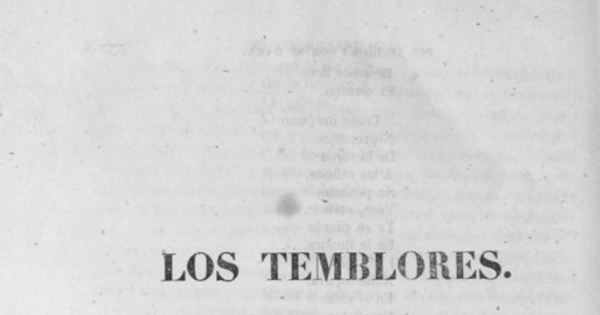 Los temblores: (traducido para la revista del Cosmos de Humboldt)