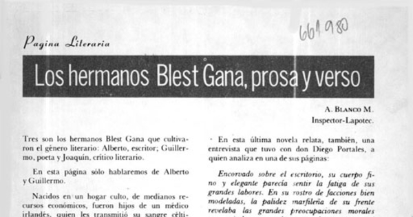 Los hermanos Blest Gana, prosa y verso