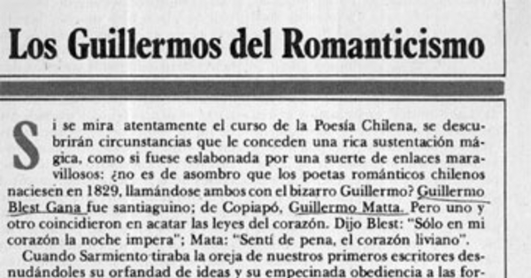 Los Guillermos del romanticismo