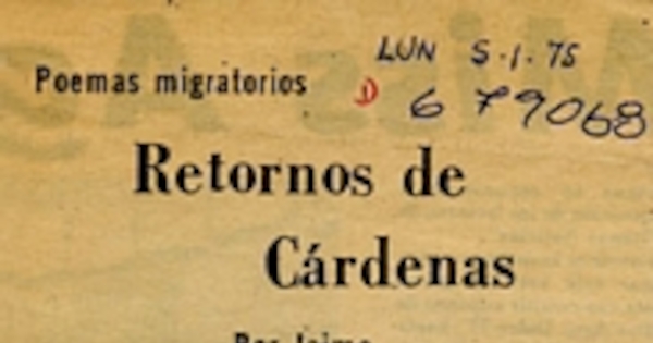 Retornos de Cárdenas: poemas migratorios