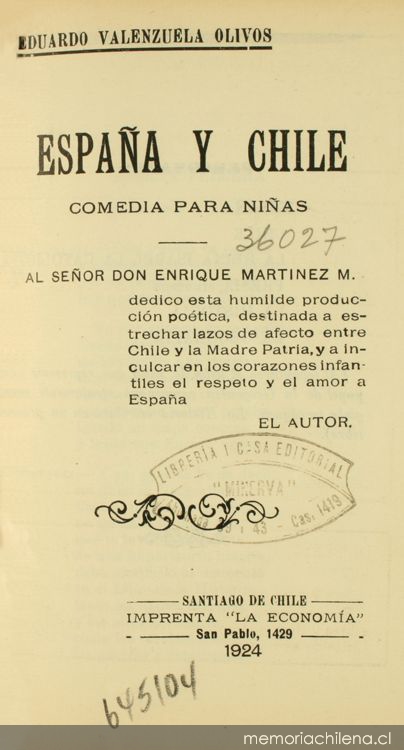 España y Chile: comedia para niñas