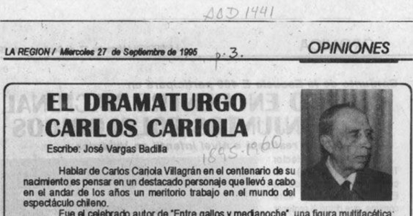 El dramaturgo Carlos Cariola