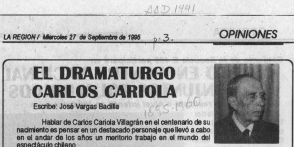 El dramaturgo Carlos Cariola