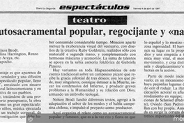 Autosacramental popular, regocijante y "naif"